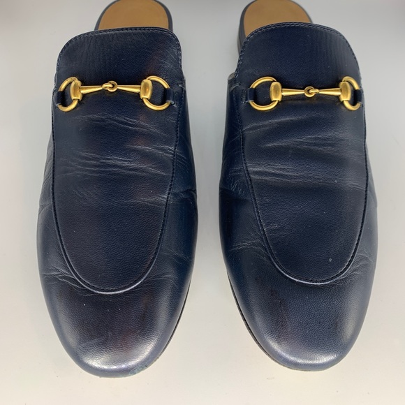 Gucci Princetown loafer mules, navy blue, size 41 1/2 - Picture 1 of 12